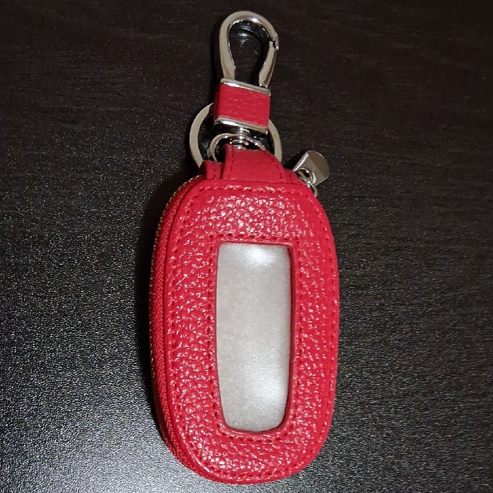 Red Leather Keychain Pouch